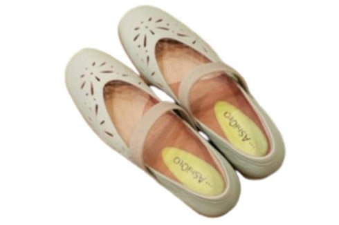 【…AShiOtO A1525 ミント】超軽量 牛革ベルトパンチングシューズ