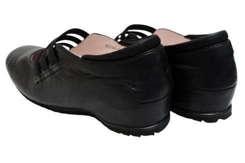 【…AShiOtO A1540 ブラック】本革超軽量ゴムストラップシューズ