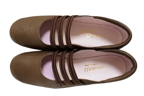 【…AShiOtO A1540 ダークブラウン】本革超軽量ゴムストラップシューズ