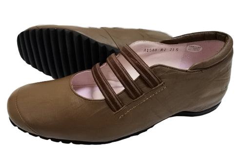 【…AShiOtO A1540 ダークブラウン】本革超軽量ゴムストラップシューズ