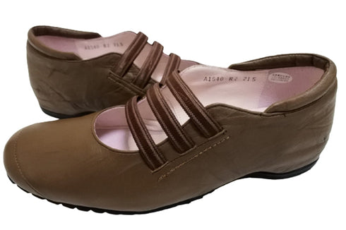 【…AShiOtO A1540 ダークブラウン】本革超軽量ゴムストラップシューズ