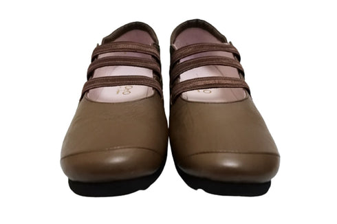 【…AShiOtO A1540 ダークブラウン】本革超軽量ゴムストラップシューズ