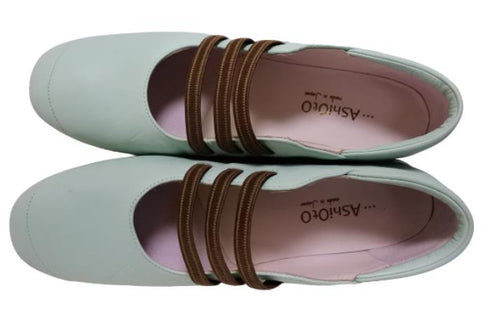 【…AShiOtO A1540 ライトブルー】本革超軽量ゴムストラップシューズ