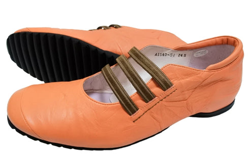 【…AShiOtO A1540 ライトレッド】本革超軽量ゴムストラップシューズ