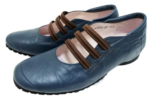 【…AShiOtO A1540 ネイビー】本革超軽量ゴムストラップシューズ