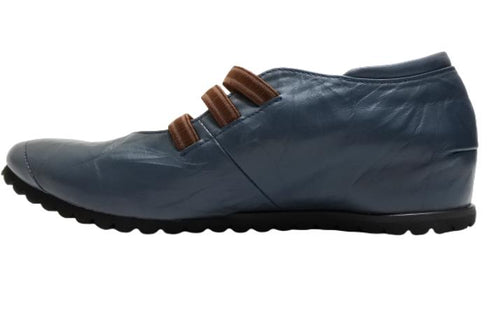 【…AShiOtO A1540 ネイビー】本革超軽量ゴムストラップシューズ