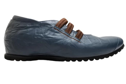 【…AShiOtO A1540 ネイビー】本革超軽量ゴムストラップシューズ