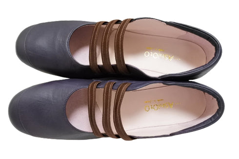 【…AShiOtO A1540 パープル】本革超軽量ゴムストラップシューズ