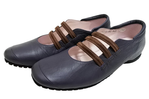 【…AShiOtO A1540 パープル】本革超軽量ゴムストラップシューズ