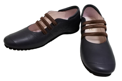 【…AShiOtO A1540 パープル】本革超軽量ゴムストラップシューズ