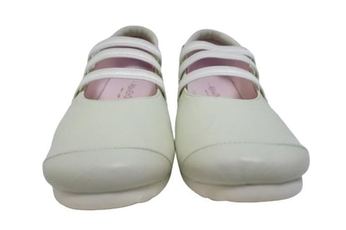 【…AShiOtO A1540 ホワイト】本革超軽量ゴムストラップシューズ