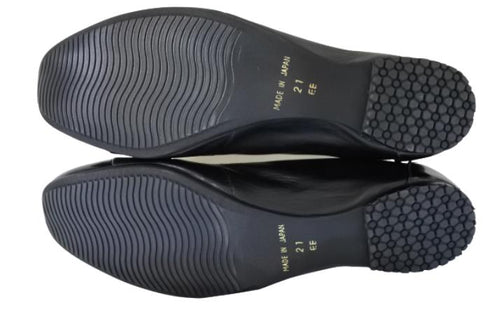 【…AShiOtO A3221 ブラック】バレーシューズ風インヒールパンプス