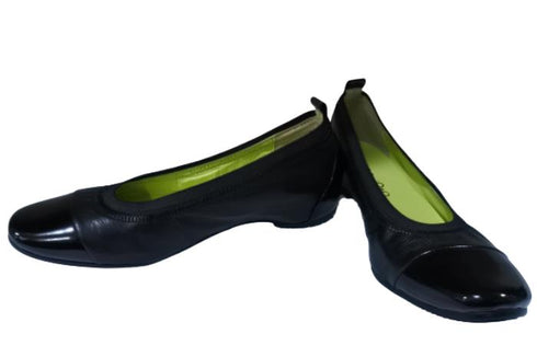 【…AShiOtO A3221 ブラック】バレーシューズ風インヒールパンプス