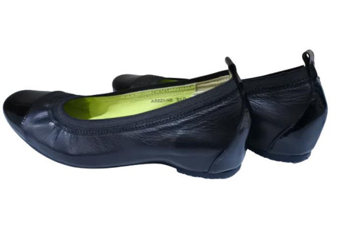 【…AShiOtO A3221 ブラック】バレーシューズ風インヒールパンプス