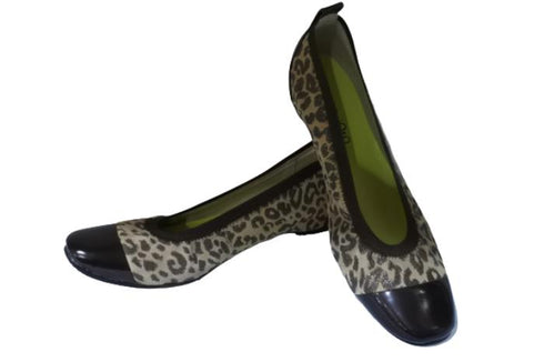 【…AShiOtO A3221 ヒョウ】バレーシューズ風インヒールパンプス