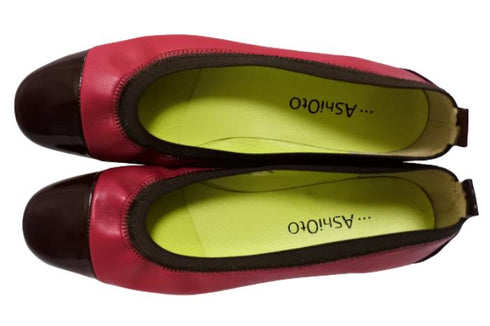 【…AShiOtO A3221 レッドエナメル】バレーシューズ風インヒールパンプス