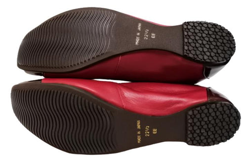 【…AShiOtO A3221 レッドエナメル】バレーシューズ風インヒールパンプス