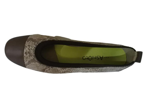 【…AShiOtO A3221 ヘビ】バレーシューズ風インヒールパンプス