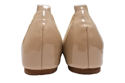 【…AShiOtO A3233 ベージュメタリックエナメル】超軽量 牛革ボロネーゼバレエパンプス