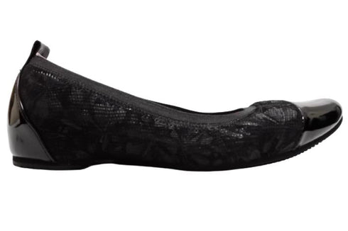 【…AShiOtO A3233 ブラックブラックエナメル】超軽量 牛革ボロネーゼバレエパンプス