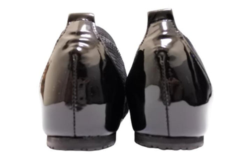 【…AShiOtO A3233 ブラックブラックエナメル】超軽量 牛革ボロネーゼバレエパンプス