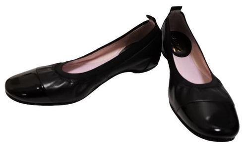 【…AShiOtO A3233 ブラックエナメル】超軽量 約110g 牛革ボロネーゼバレエパンプス