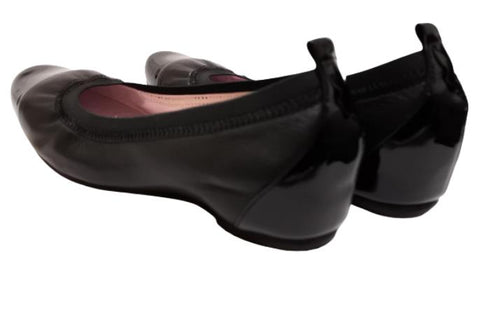 【…AShiOtO A3233 ブラックエナメル】超軽量 約110g 牛革ボロネーゼバレエパンプス