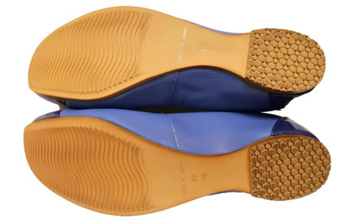 【…AShiOtO A3233 ブルーエナメル】超軽量 約110g 牛革ボロネーゼバレエパンプス