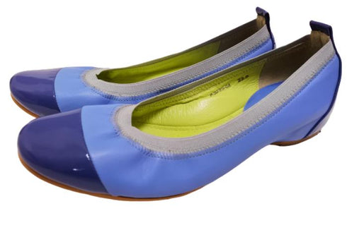 【…AShiOtO A3233 ブルーエナメル】超軽量 約110g 牛革ボロネーゼバレエパンプス