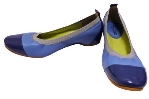 【…AShiOtO A3233 ブルーエナメル】超軽量 約110g 牛革ボロネーゼバレエパンプス