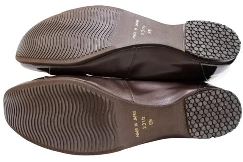 【…AShiOtO A3233 ダークブラウンエナメル】超軽量 牛革ボロネーゼバレエパンプス