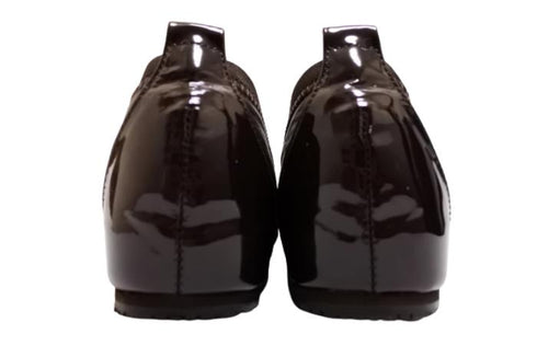 【…AShiOtO A3233 ダークブラウンエナメル】超軽量 牛革ボロネーゼバレエパンプス