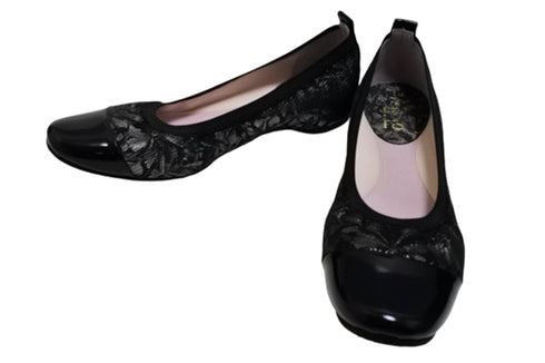 【…AShiOtO A3233 ネイビーエナメル】超軽量 約110g 牛革ボロネーゼバレエパンプス