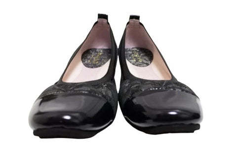 【…AShiOtO A3233 ネイビーエナメル】超軽量 約110g 牛革ボロネーゼバレエパンプス