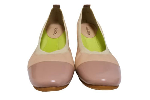 【…AShiOtO A3233 ピンクエナメル】超軽量 約110g 牛革ボロネーゼバレエパンプス