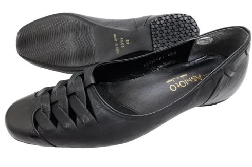 【…AShiOtO A3245 ブラック】超軽量 通気性抜群の牛革メッシュシューズ