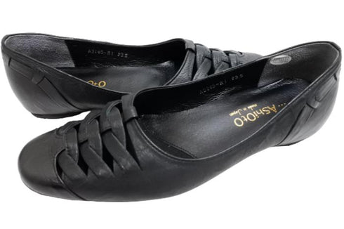 【…AShiOtO A3245 ブラック】超軽量 通気性抜群の牛革メッシュシューズ