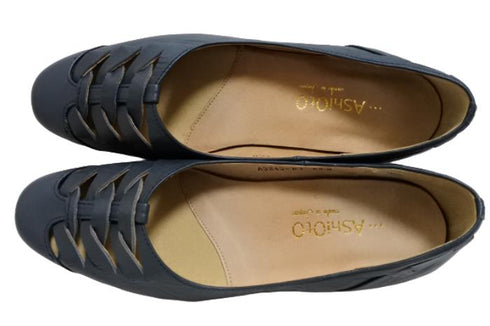 【…AShiOtO A3245 ネイビー】超軽量 通気性抜群の牛革メッシュシューズ