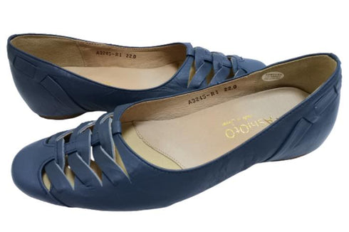 【…AShiOtO A3245 ネイビー】超軽量 通気性抜群の牛革メッシュシューズ