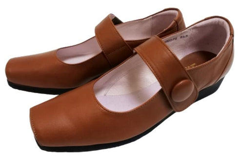 【…AShiOtO A3300 ダークオレンジ】超軽量 本革ストラップシューズ