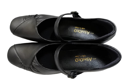 【…AShiOtO A3405 ブラックメタル】超軽量 本革パンプス