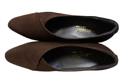 【…AShiOtO A3702 ダークブラウンヌバック】超軽量 国産レザーパンプス