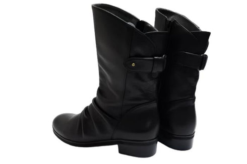 【…AShiOtO A91430 ブラック】ミドル丈サイドジップ本革ブーツ