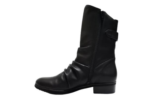 【…AShiOtO A91430 ブラック】ミドル丈サイドジップ本革ブーツ