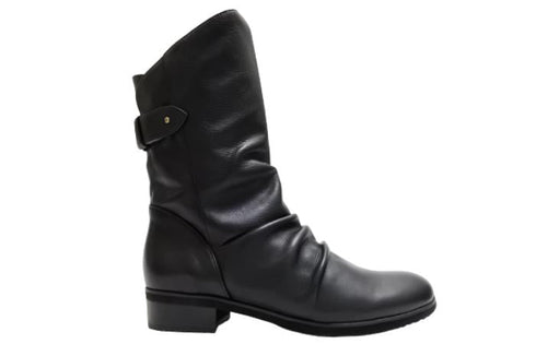 【…AShiOtO A91430 ブラック】ミドル丈サイドジップ本革ブーツ