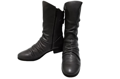 【…AShiOtO A91430 ダークグレー】ミドル丈サイドジップ本革ブーツ