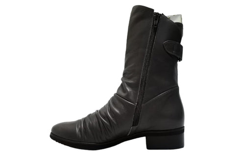 【…AShiOtO A91430 ダークグレー】ミドル丈サイドジップ本革ブーツ