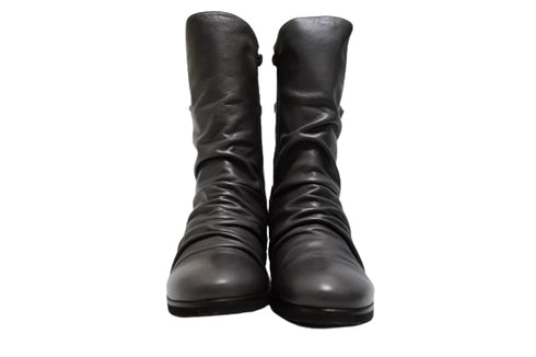 【…AShiOtO A91430 ダークグレー】ミドル丈サイドジップ本革ブーツ