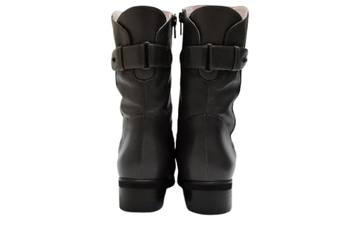 【…AShiOtO A91430 ダークグレー】ミドル丈サイドジップ本革ブーツ