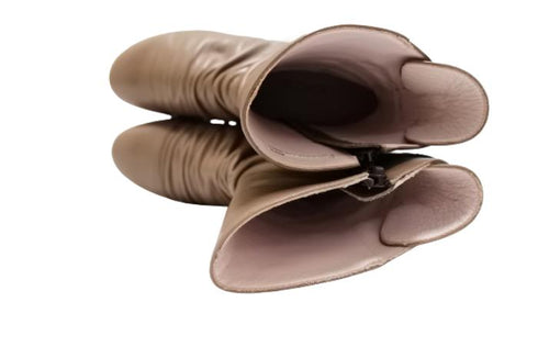 【…AShiOtO A91430 グレージュ】ミドル丈サイドジップ本革ブーツ